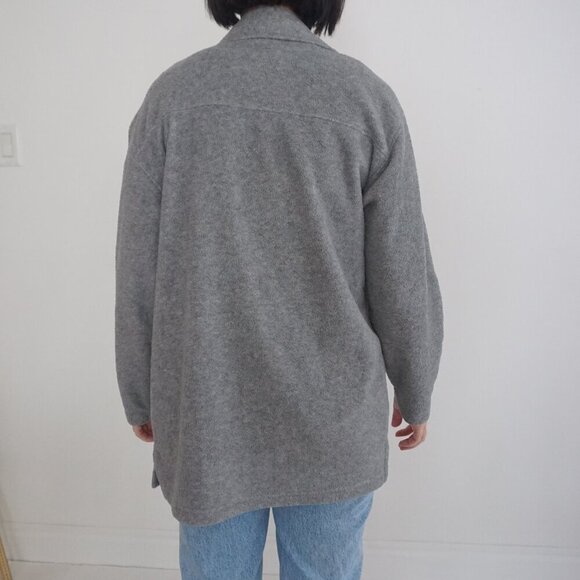Vintage Truly Casual Gray Button Up Fleece Outdoor Thick Long Sleeve Shirt M - Picture 3 of 11